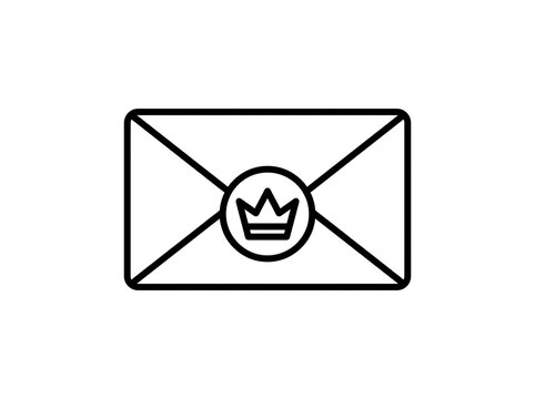 Modern envelope icon with crown symbol inside