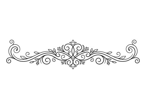 Elegant black decorative swirl border with floral accents
