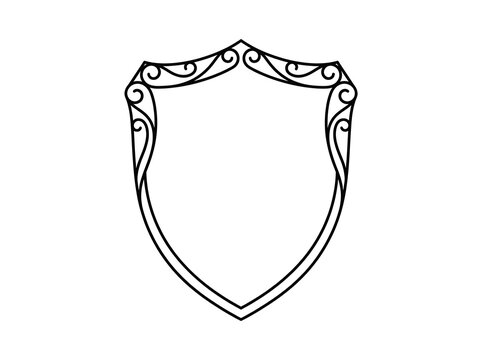 Elegant empty shield shape with decorative border for emblem design