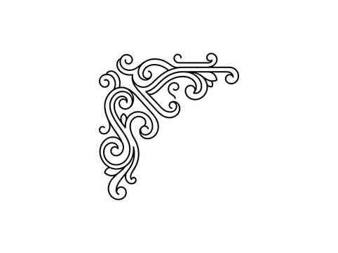 Elegant black decorative corner swirl design