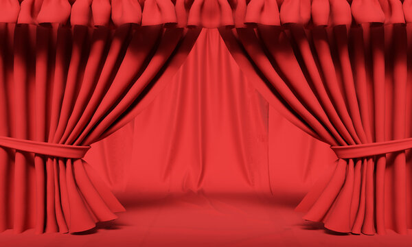 Red pink orange color curtain stage velvet background wallpaper theater cinema presentation drapery entertainment performance luxury show event ceremony concert red pink orange color fabric red pink 