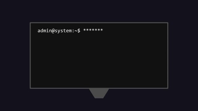Animation of Password Input on Terminal Screen with Access Granted Message