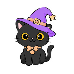 Fototapeta premium halloween cat with hat