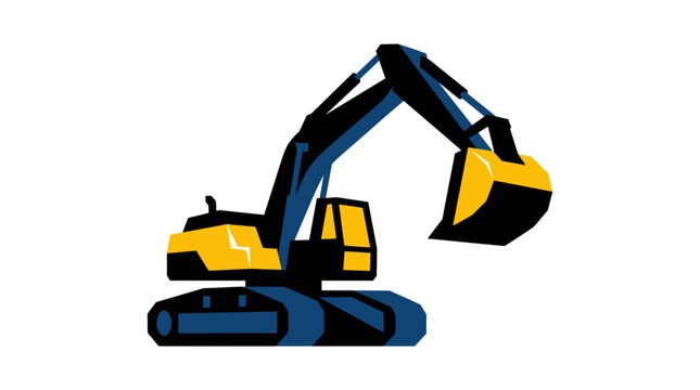 Industrial construction excavator vector illustration on white