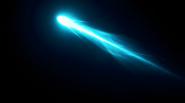Cyan Glowing Light Beam and Shooting Star PNG Element Set 91