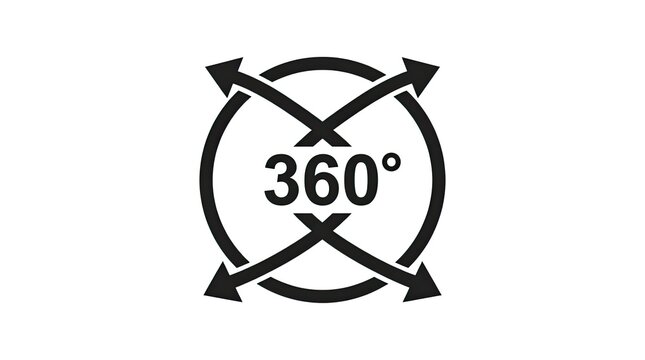 360 degree view indicator icon symbolizing complete coverage and panoramic perspective