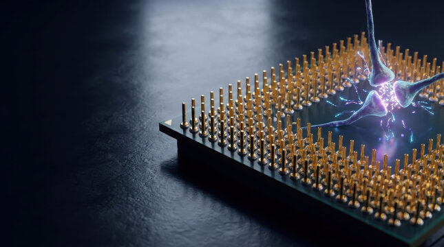 Neural network circuit with ai and agi concept, glowing neuron, machine learning technology