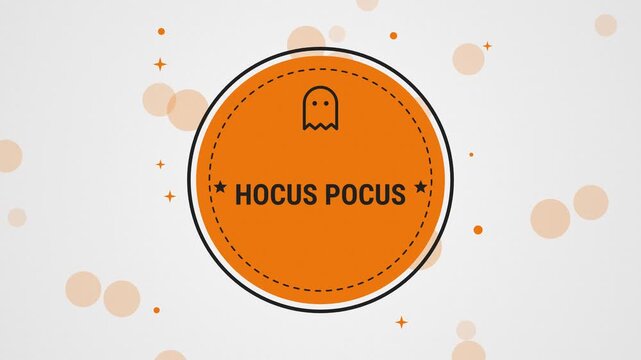Hocus Pocus animation, animated stamp badge, slide in animation, halloween party, spooky season, trick or treat, october celebration, halloween sale, scary night, motion graphics, 4k video