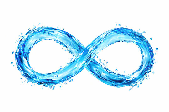 Water infinity loop splash blue fluid wave motion water infinity loop blue water splash fluid wave motion flowing liquid abstract symbol