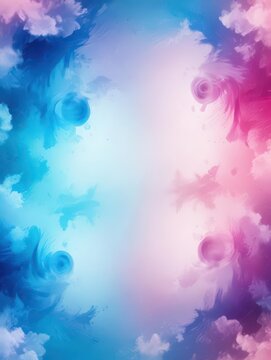 Soft pink and blue swirling patterns on a white background