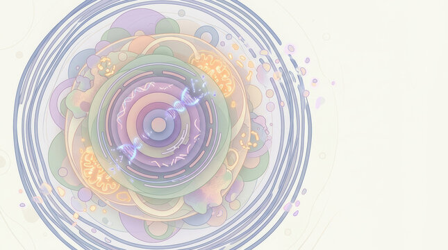 Pastel cell illustration supports osteoporosis research with layered structure, glowing detail, and scientific emotion for medical education