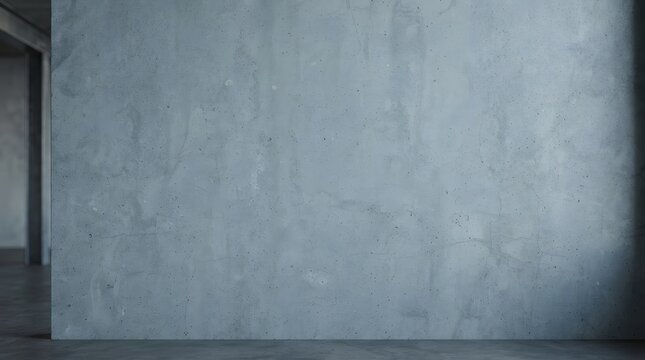 Minimalist blank concrete wall background in an industrial loft space with textured surface and ample copy space for design mockup.