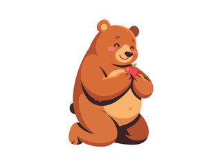Obraz premium Flat Illustration Cute Bear Holding Technology Company