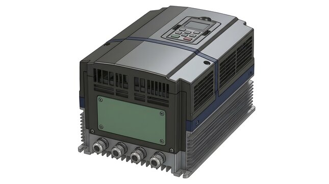 Industrial Variable Frequency Drive with Digital Display and Cooling Vents in Modern Electrical Equipment
