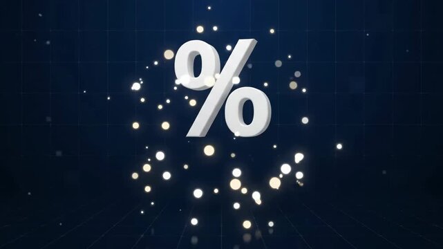 Interest rate percentage symbol floating upwards