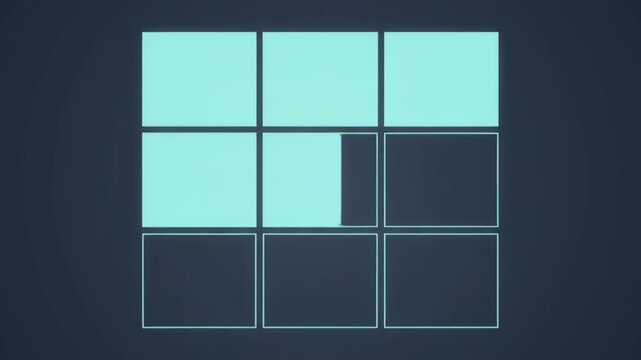 Modular 3x3 grid layout filling with square blocks