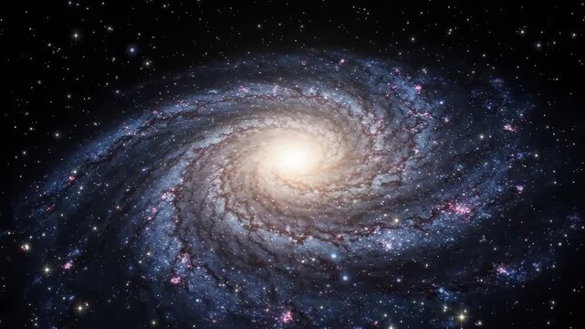 A stunning view of a swirling spiral galaxy shining brightly with billions of stars in the vast dark universe