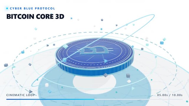 Crypto wallet transaction network with 3d cryptocurrency coin loop
