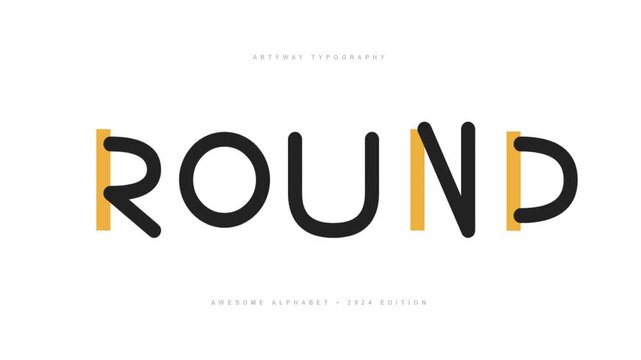 Minimalist Typography Animation of Letters ROU with Orange Accents on White Background
