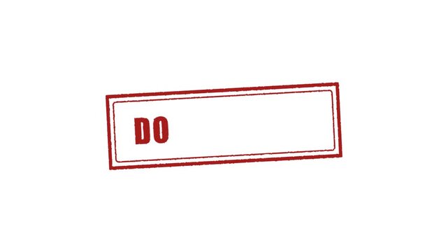 Animation of a blank red rubber stamp border on a white background. Empty rectangular frame for custom text or logo overlay.