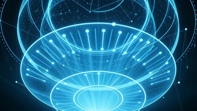 Blue futuristic digital HUD interface background with glowing data circles and cybernetic HUD elements