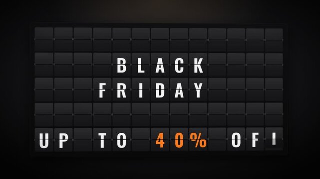 Black Friday Sale Up To 40 Percent Off Announcement On Flipboard Style Display