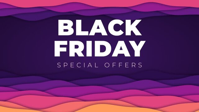 Black Friday Special Offers Text With Abstract Gradient Waves Background