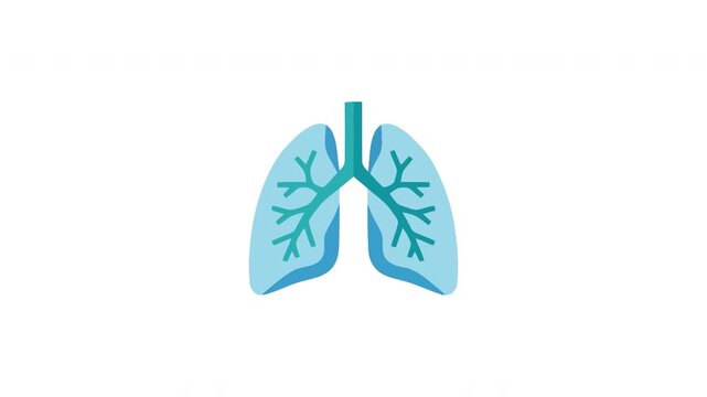 Human respiratory system anatomy icon featuring light blue lungs with internal bronchial structures for medical education purposes and healthcare awareness campaigns regarding pulmonary health
