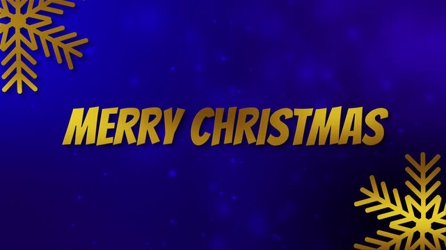 Christmas greeting with blue and gold color scheme