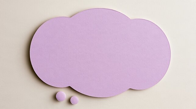 Purple thought cloud cutout with blank copy space