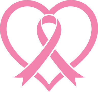 Pink Breast Cancer Awareness Ribbon Heart Symbol for Women Healthcare Support and Medical Campaign