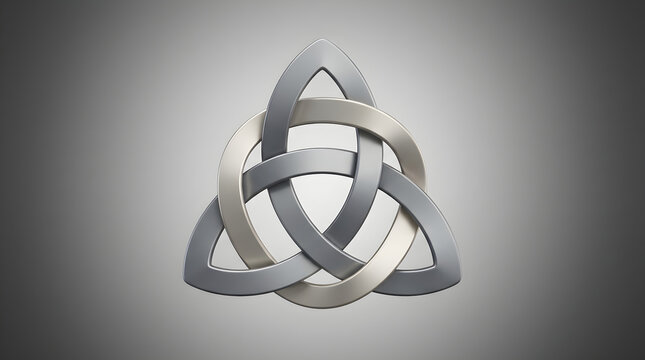 Abstract 3D Celtic Trinity Knot Loop - Silver Grey Gradient Loop Background