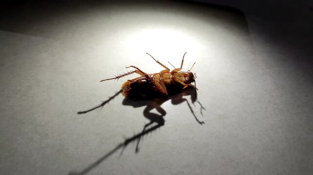 The cockroach caught in the beam of light was dying, waiting for the end to come.
