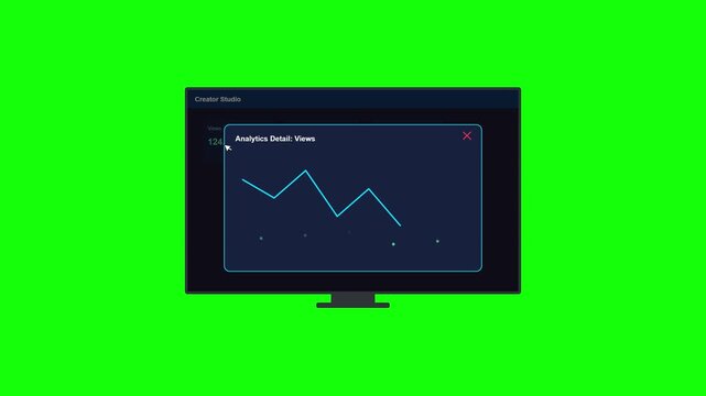 Financial Stock Market Analytics and Crypto Wallet Dashboard on Green Screen Computer Monitor.