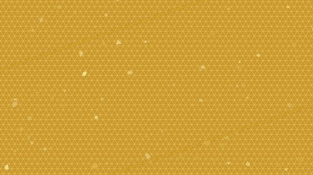 Abstract elegant gold background with traditional geometric patterns and floating gold leaf particles. This seamless motion graphic loop is perfect for luxury Asian video designs.