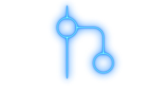Glowing neon git branch fork icon isolated on transparent background. Version control symbol. Code repository. Devops process. Node connection