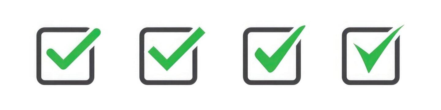 Four green checkmark icons in squares