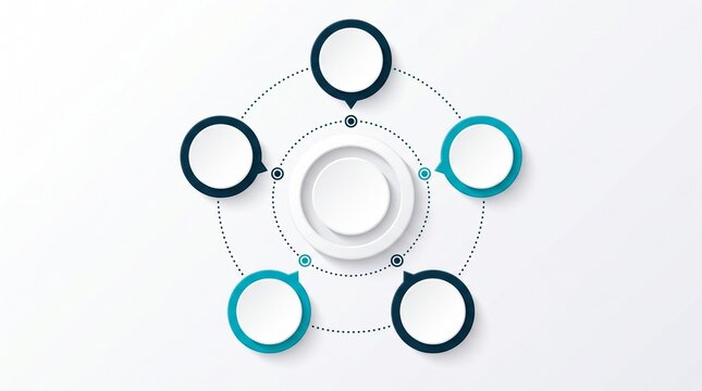 Circular Infographic Template: A clean and modern circular infographic design with five distinct segments, perfect for presenting data, ideas, or processes in a visually engaging manner.