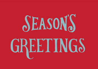 Red background with 'Season's Greetings' in blue, festive design. © Rawpixel.com