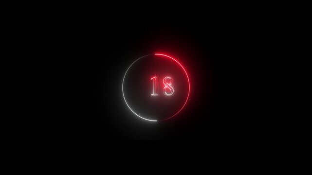 neon number 40-0 countdown animation with glowing circular digital timer ring, futuristic luminous numeric display and modern technology interface background.HD video
