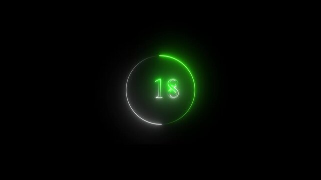 neon number 40-0 countdown animation with glowing circular digital timer ring, futuristic luminous numeric display and modern technology interface background.HD video

