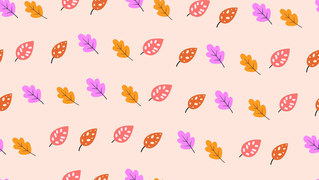 Seamless pattern of colorful stylized autumn leaves