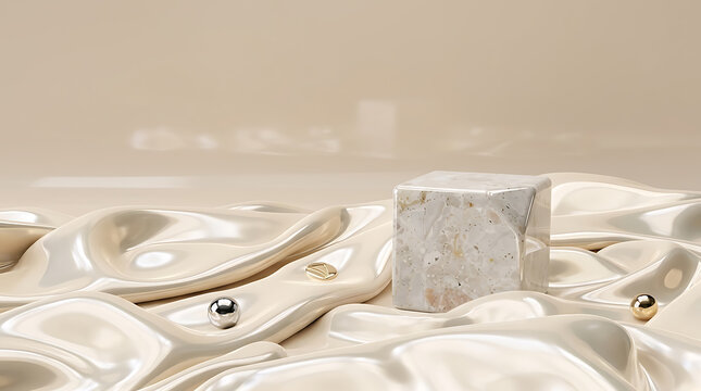 Stylized High Gloss 3D Render with Smooth Reflective Surface Materials