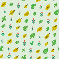 Stylized leaves and flowers pattern © Yosef