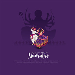 Garba Night poster for Navratri Dussehra festival of India.abstract  vector illustration design of peoples playing Dandiya dance. © arun