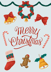 Merry Christmas hand drawn card © Rawpixel.com