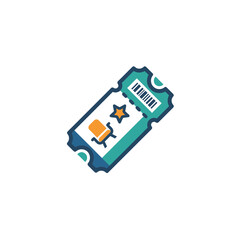Fototapeta premium Event ticket icon with theater seat and star symbol.