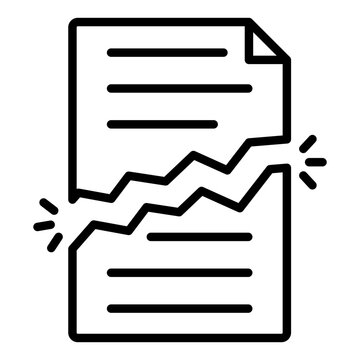 torn paper outline icon. ripped page. shows damage broken file, document, and stationery