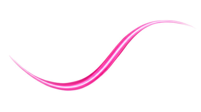 Abstract elegant pink wavy line vector illustration, glossy smooth curved ribbon dynamic light element isolated on transparent white background