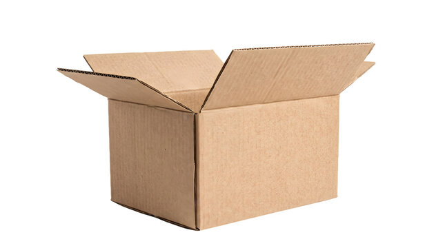 Open cardboard box isolated on transparent background